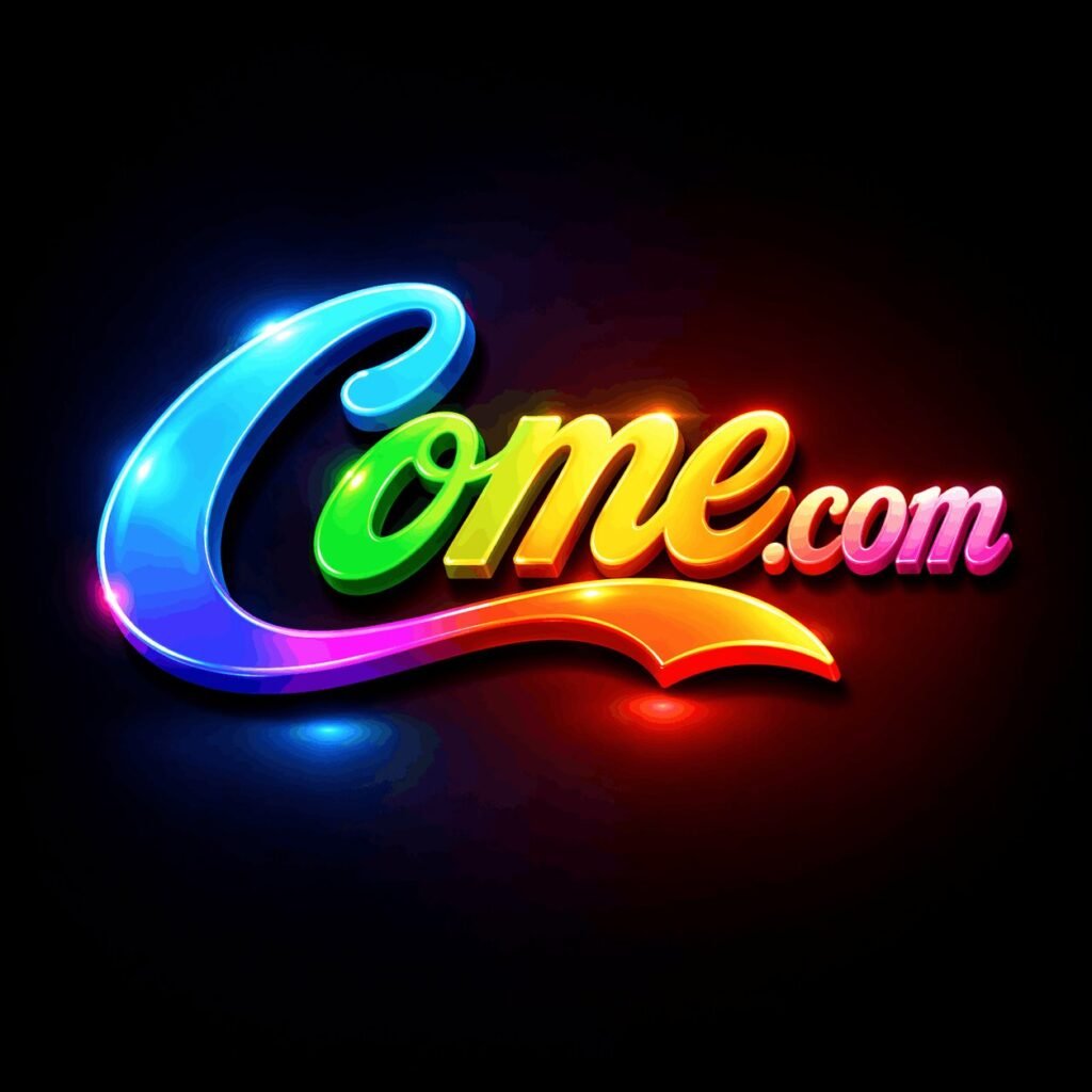 Come fantasy app logo with colorful 3D neon design