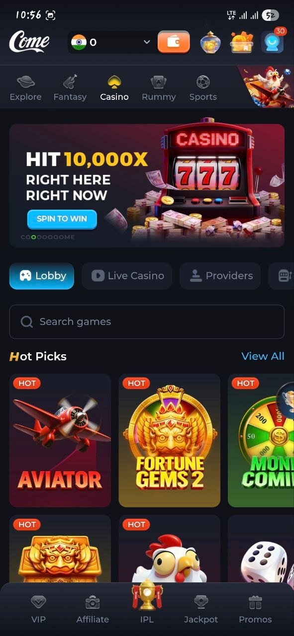 Come fantasy app wallet screen showing balance and withdrawal options